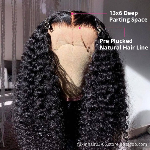 Hd 13*4 Lace Full Frontal African Kinky Curly Wig Human Hair Wholesale Transparent Human Hair Lace Front Women's Wig Water Wave
